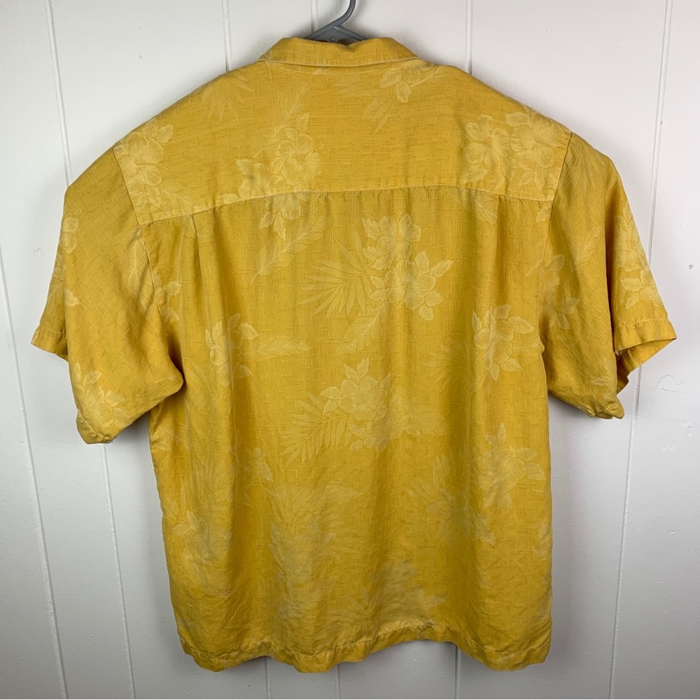 Tommy Bahama Button Up Shirt Silk Floral Tropical Yellow Men’s Extra Large - Picture 2 of 5